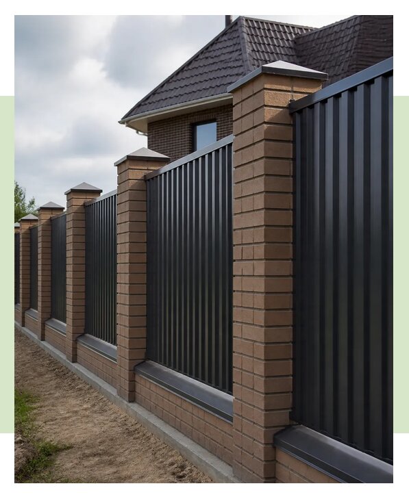 Забор с кирпичными столбами в Конаково по цене от 8616 р. | ЗаборЭксеперт-Кнк